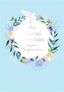 Grandson 7x5 - Dove & Floral Wreath